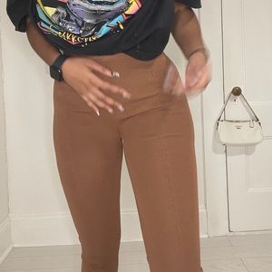Brown Knit Flared Pants